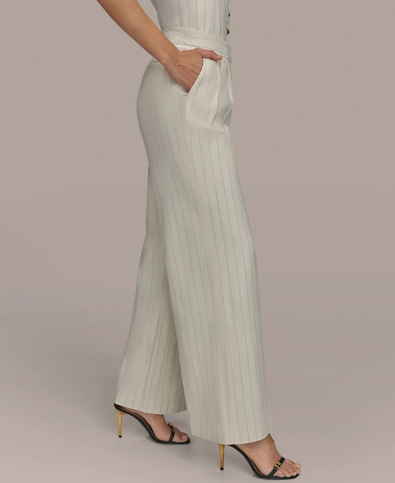 Donna Karan New York Linen-Blend Pinstripe Wide-Leg Pants, Regular & Petite Sizes