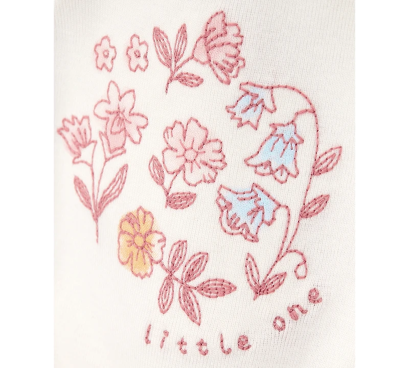 Carter's Baby Girls Cotton Little Cardigan, Bodysuit & Floral-Print Pants, 3 Piece Set