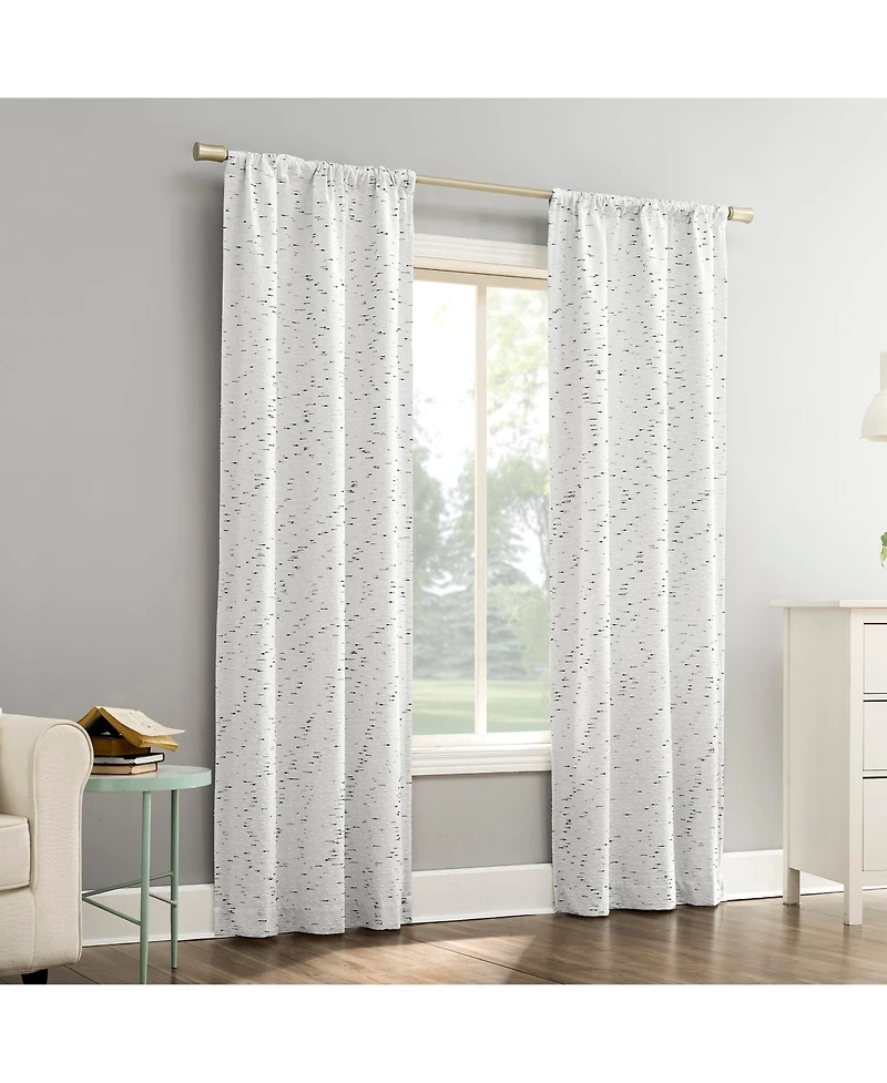 Sylo Generation Contrast Slub Magnetic Closure 100% Blackout Rod Pocket Curtain Panel