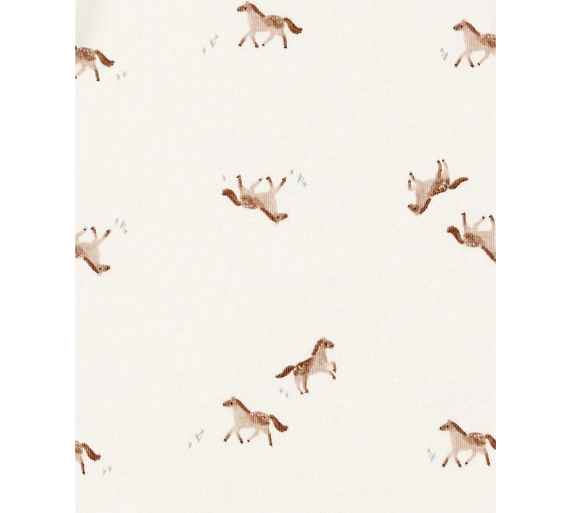 Carter's Baby Girls Floral Horses Short-Sleeve Cotton Bodysuits, 5 Pack