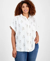 Style & Co Plus Size Printed Camp Shirt, Exclusively at Macy's