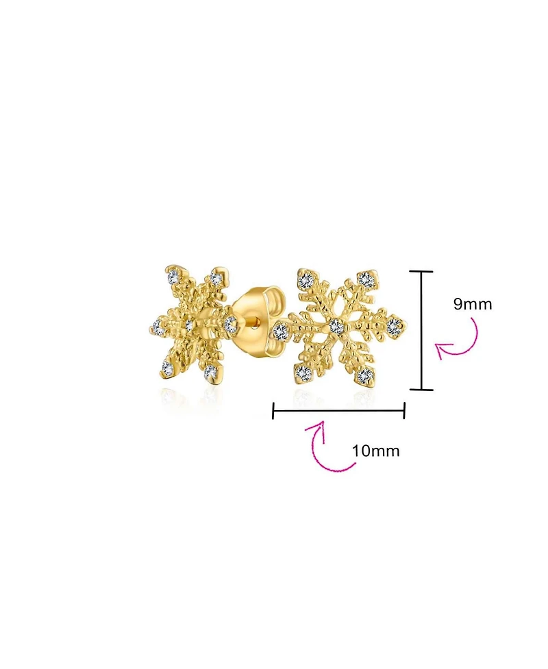 Bling Jewelry Petite Holiday Cz Stud Earrings: Snowflake Design with Cubic Zirconia Accents