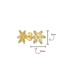 Bling Jewelry Petite Holiday Cz Stud Earrings: Snowflake Design with Cubic Zirconia Accents