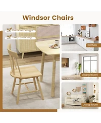 Windsor Style Armless Chairs with Solid Rubber Wood Frame