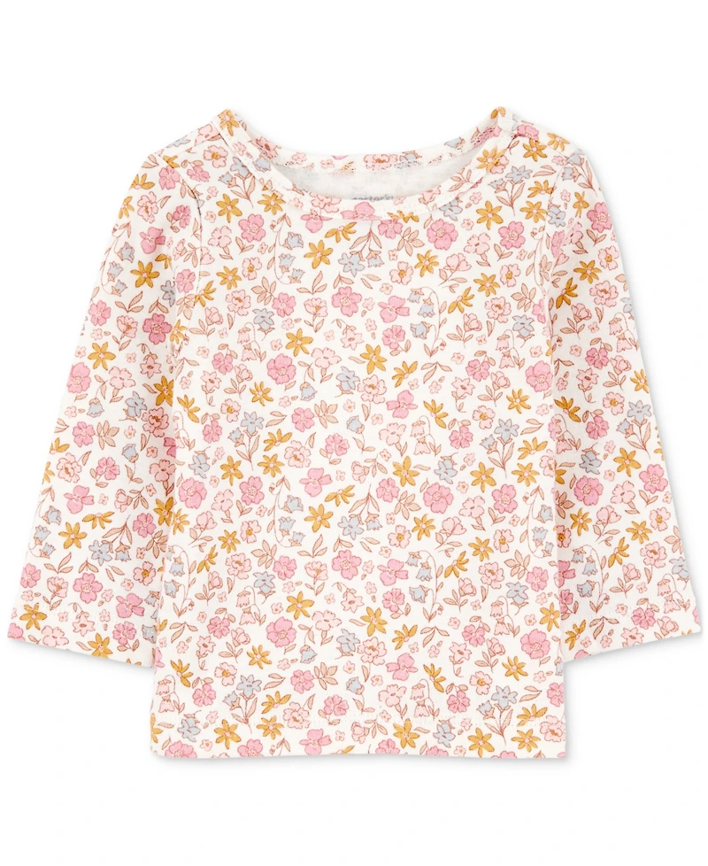 Carter's Baby Girls 2-Pc. Floral-Print Long-Sleeve T-Shirt & Overalls Set