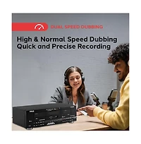 Pyle Dual Cassette Deck - High-Speed Dubbing & Mixtape Recorder - PT649D
