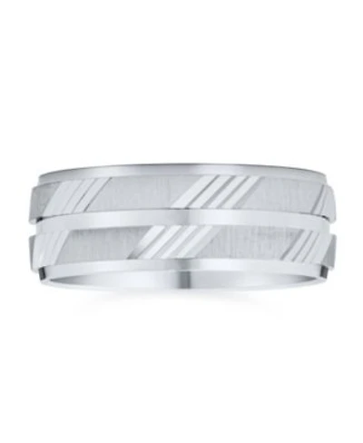 Bling Jewelry Stash Striped Pattern .925 Sterling Silver Eternity Band Ring 7MM Wide