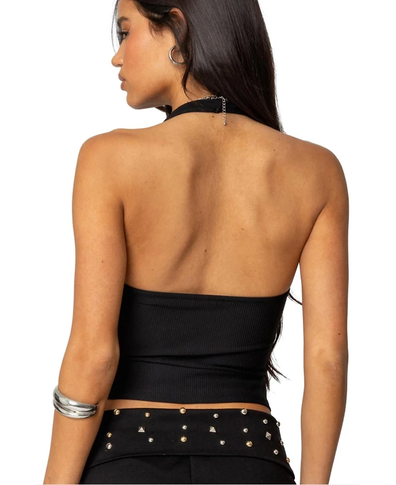 Edikted Women's Kiana Ribbed Halter Top