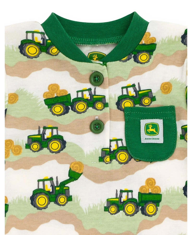 John Deere Baby Boys Henley Romper