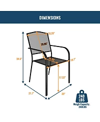 Black Metal Outdoor Patio Dining Chair Set of 2
