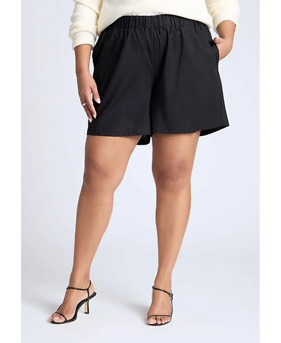 Eloquii Women's Easy Pull On Linen Blend Short