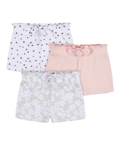 Gerber Toddler Girls 3-Pack Pull-On Knit Shorts, Lemons, 5T