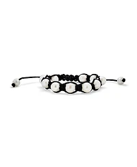 Bling Jewelry White Baroque Freshwater Pearl Strand Bracelet with Black Cord String