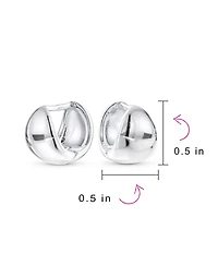 Bling Jewelry Minimalist Geometric Hoop Huggie Earrings in Sterling Silver