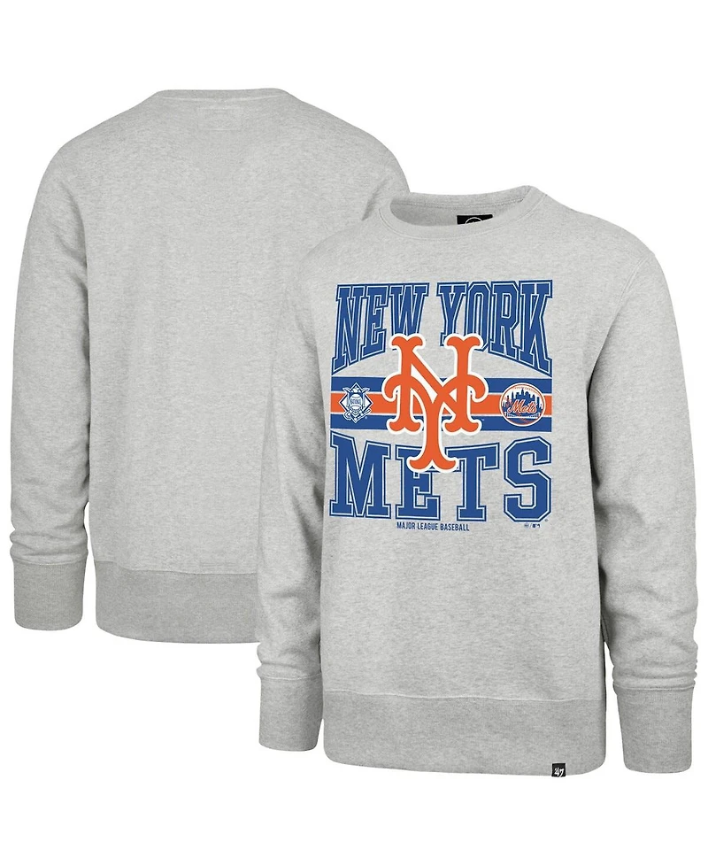 '47 Brand Men's Gray New York Mets Letters Headline Pullover Sweatshirt