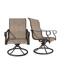 Swivel Textilene Metal Outdoor Patio Dining Chair in Light Taupe (Set of 2)