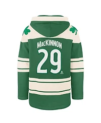 '47 Brand Men's Nathan MacKinnon Kelly Green Colorado Avalanche St. Patrick's Day Player Name Number Lacer Pullover Hoodie