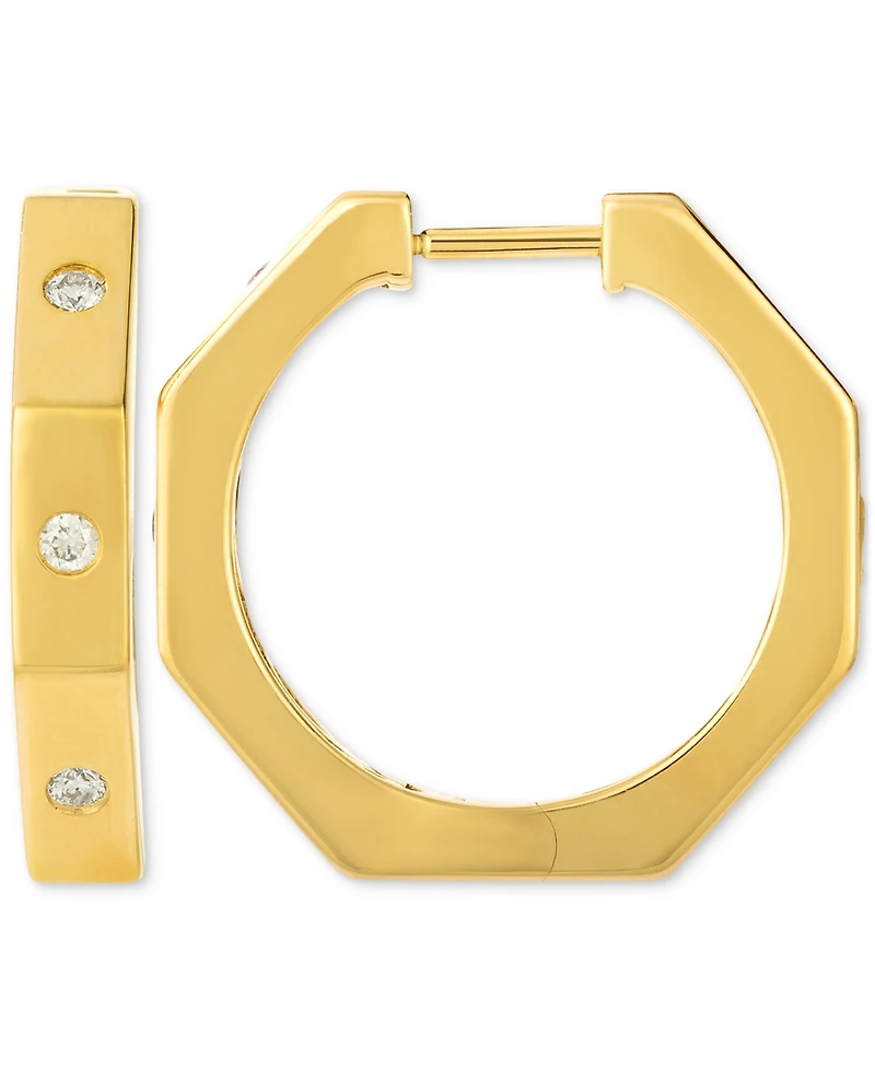 Le Vian Nude Diamond Octagon Shape Small Hoop Earrings (1/5 ct. t.w.) in 14k Gold, 0.9"