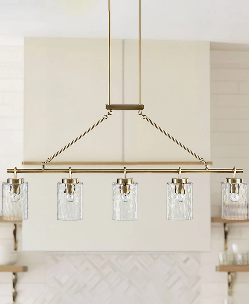 Ink+Ivy 77.5" Curiana 5-light Linear Iron Chandelier