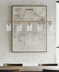 Ink+Ivy 77.5" Curiana 5-light Linear Iron Chandelier