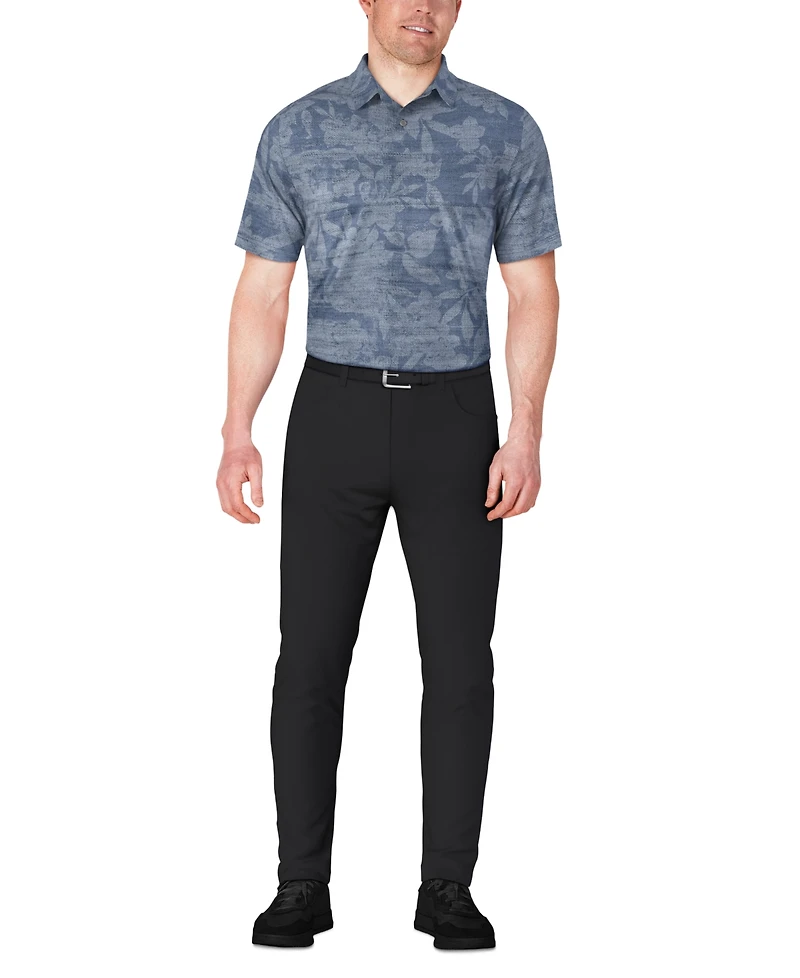 Pga Tour Men's Distressed Floral Print Polo Shirt