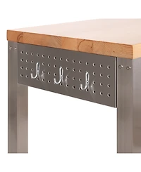 Seville Classics Home Stainless Steel Worktable Cart with Solid Wood Top