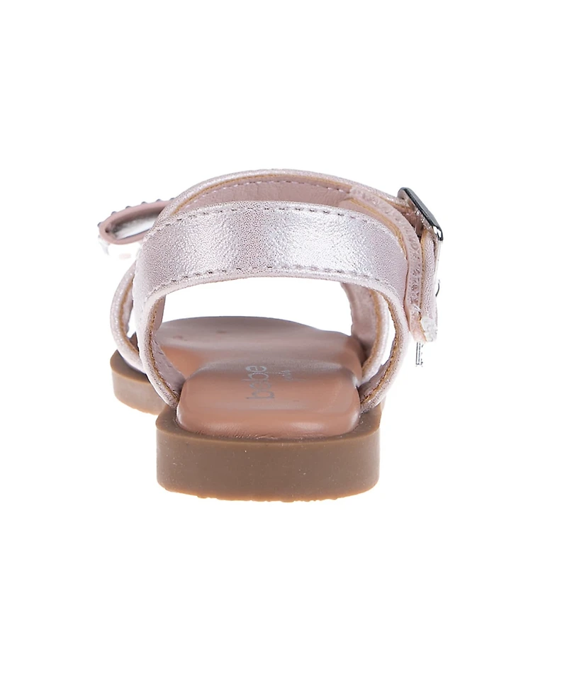 Bebe Toddler Girls Charm and Bow with Rhinestones Sandals