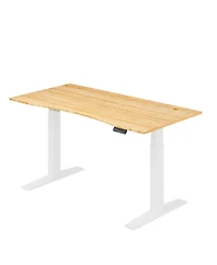 Flexispot E7-commercial W Electric Adjustable Standing Desk, Curved Bamboo Top