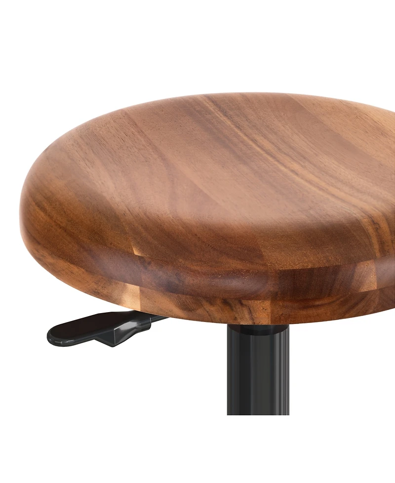 Seville Classics Acacia Wood Seat Pneumatic Adjustable Work Stool