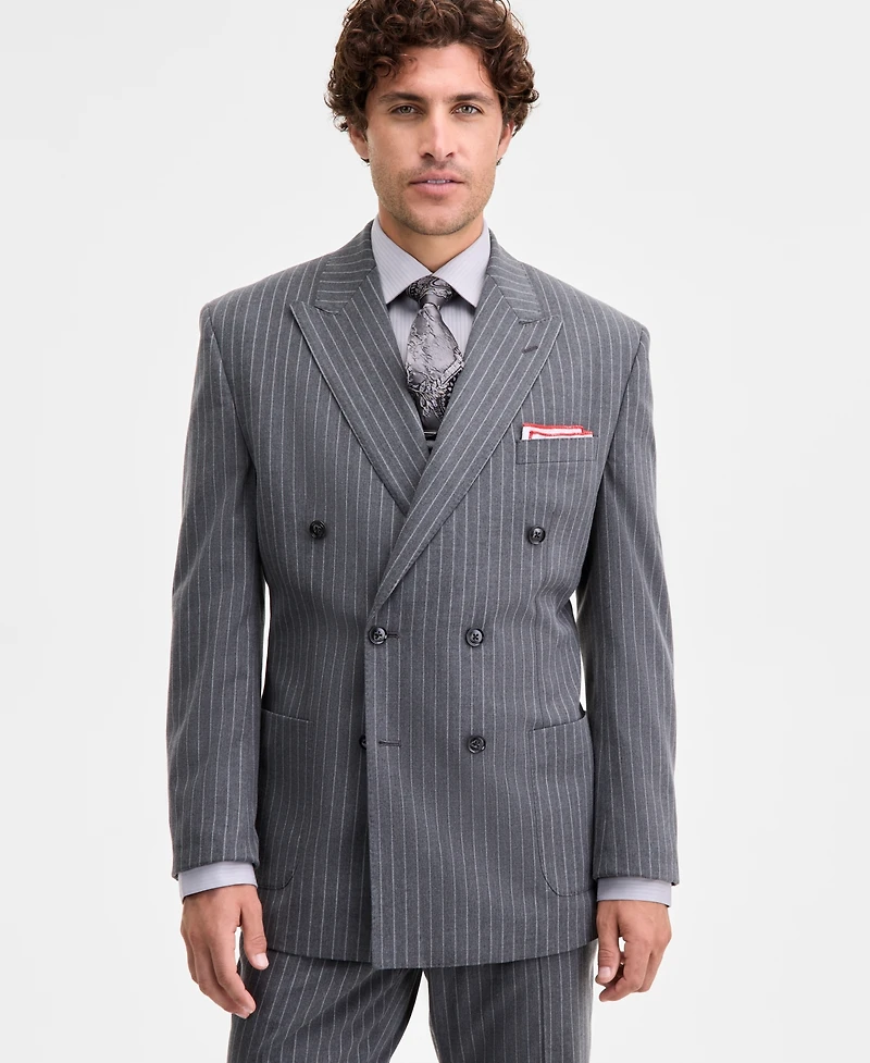 Tayion Collection Men's Classic-Fit Pinstripe Double-Breasted Suit Separate Jacket