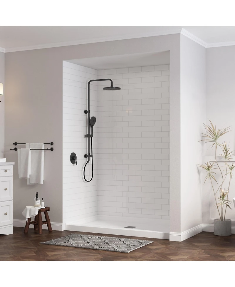 Casainc 60"W X 36"D Smc Single Threshold Shower Base Anti-Slip Shower Pan, Drain Assembly & Drain Cover Included