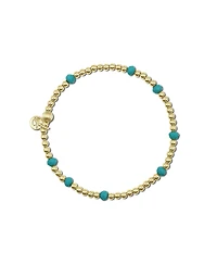 Non-Tarnishing 3mm Gold Filled Ball and Teal Glass Bead Stretch Bracelet