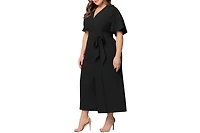 Kiyonna Plus Evelyn Cropped Wide Leg Jumpsuit