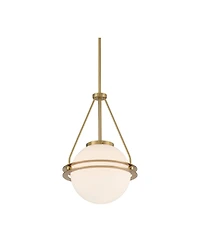 Saturna 13" Modern Pendant Ceiling Light Fixture Dining Room Over Table Kitchen Island Foyer Globe Hanging Round Soft Gold Finish White Glass Hal