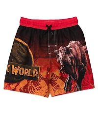Jurassic Park Boys World Blue (Dinosaur) Upf 50+ Swim Trunks Bathing Suit