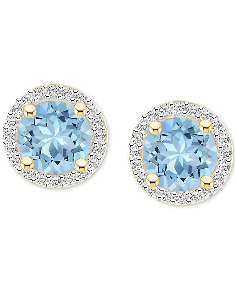 Lab-Created Ruby (2 ct. t.w.) & White Sapphire (1/5 Halo Stud Earrings 10k Gold (Also Additional Gemstones)