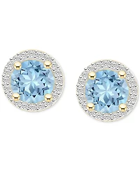 Lab-Created Ruby (2 ct. t.w.) & White Sapphire (1/5 Halo Stud Earrings 10k Gold (Also Additional Gemstones)