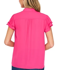 CeCe Women's Flutter-Sleeve Button-Front Blouse