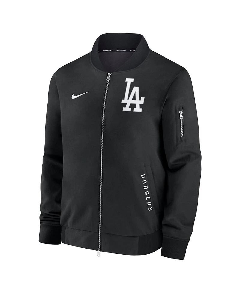 Nike Men's Anthracite Los Angeles Dodgers Authentic Collection Dugout Full-Zip Bomber Jacket
