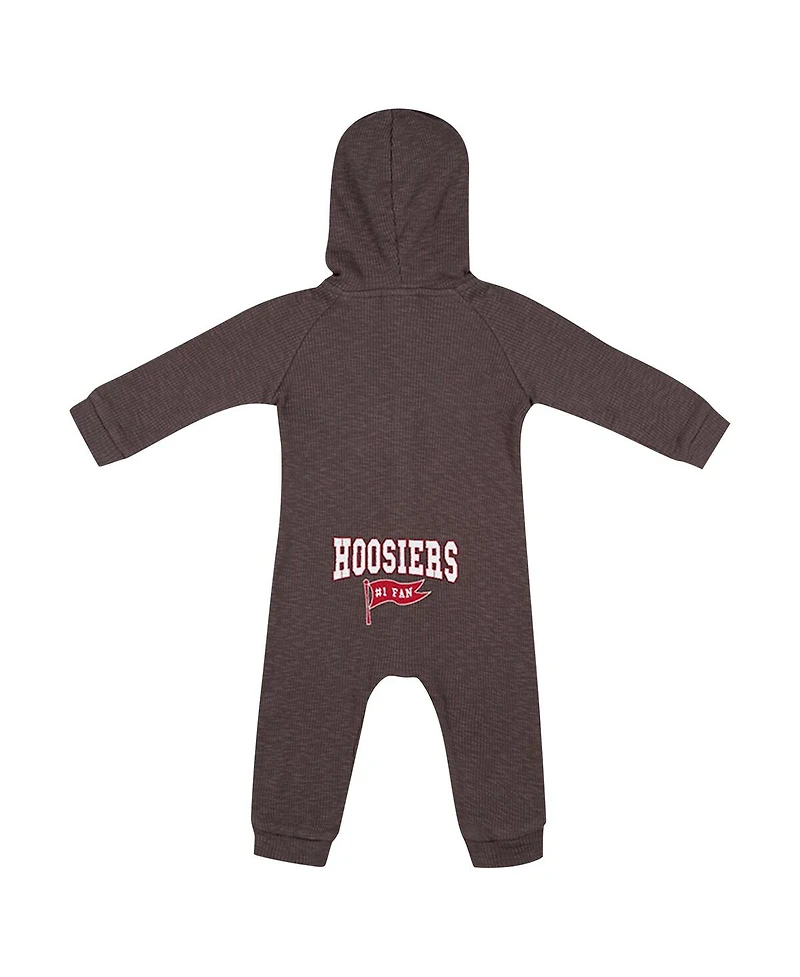 Colosseum Baby Boys and Girls Charcoal Indiana Hoosiers Zando-Zan Waffle Full-Snap Hooded Romper