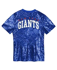 Outerstuff Big Girls Royal New York Giants Wordmark Sequin V-neck Top