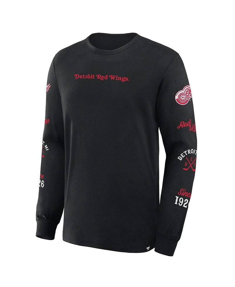 Fanatics Men's Black Detroit Red Wings Boxed Legacy Long Sleeve T-Shirt