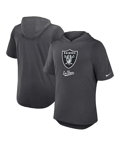 Nike Men's Anthracite Las Vegas Raiders Tri-Blend Performance Hoodie T-Shirt