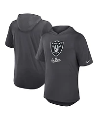 Nike Men's Anthracite Las Vegas Raiders Tri-Blend Performance Hoodie T-Shirt