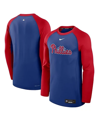 Nike Men's Royal/Red Philadelphia Phillies Authentic Collection Game Time Raglan Performance Long Sleeve T-Shirt
