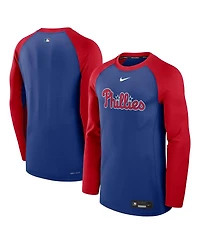 Nike Men's Royal/Red Philadelphia Phillies Authentic Collection Game Time Raglan Performance Long Sleeve T-Shirt
