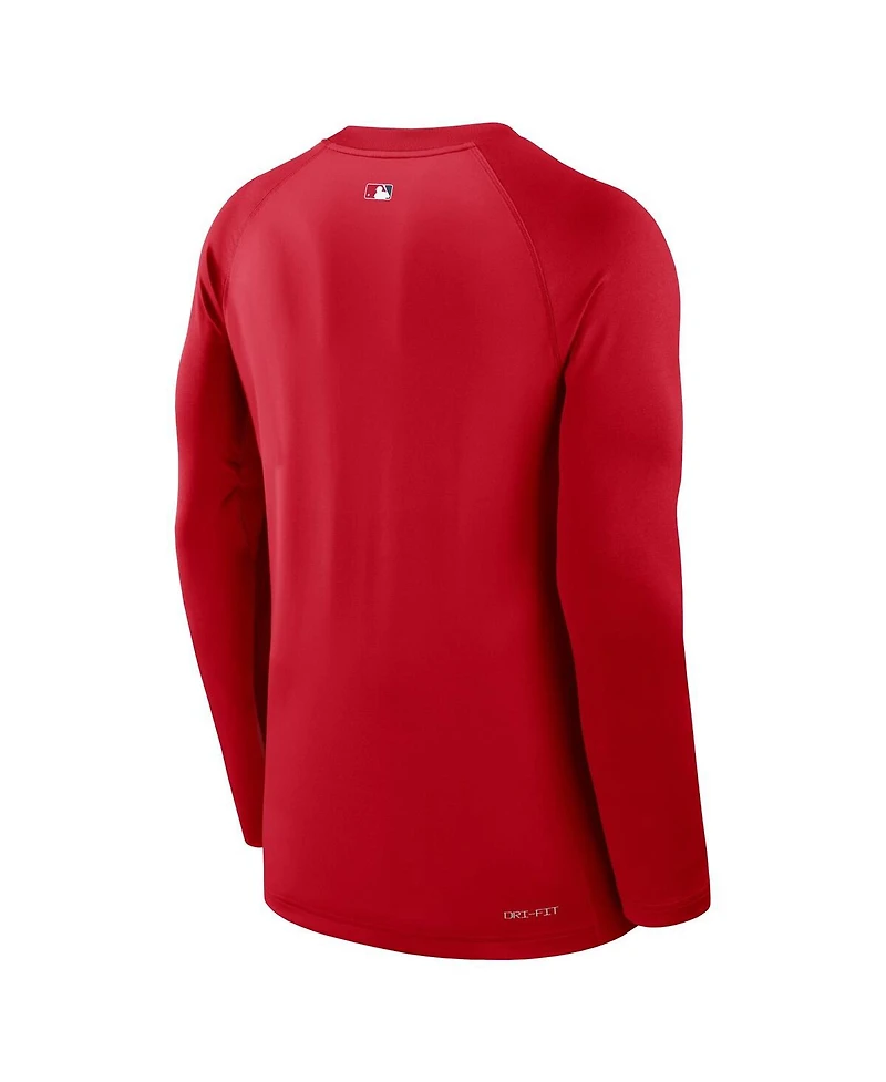 Nike Men's Red Los Angeles Angels Authentic Collection Game Time Raglan Performance Long Sleeve T-Shirt