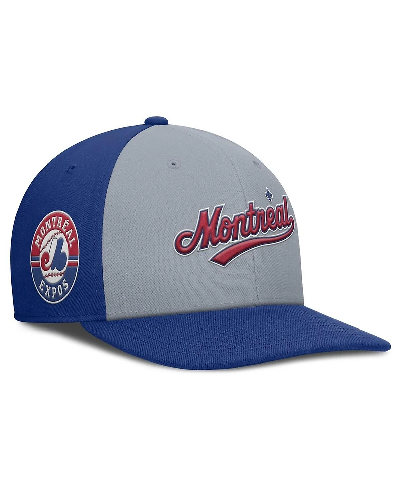 Nike Men's Gray/Blue Montreal Expos Cooperstown Collection Pro Performance Snapback Hat