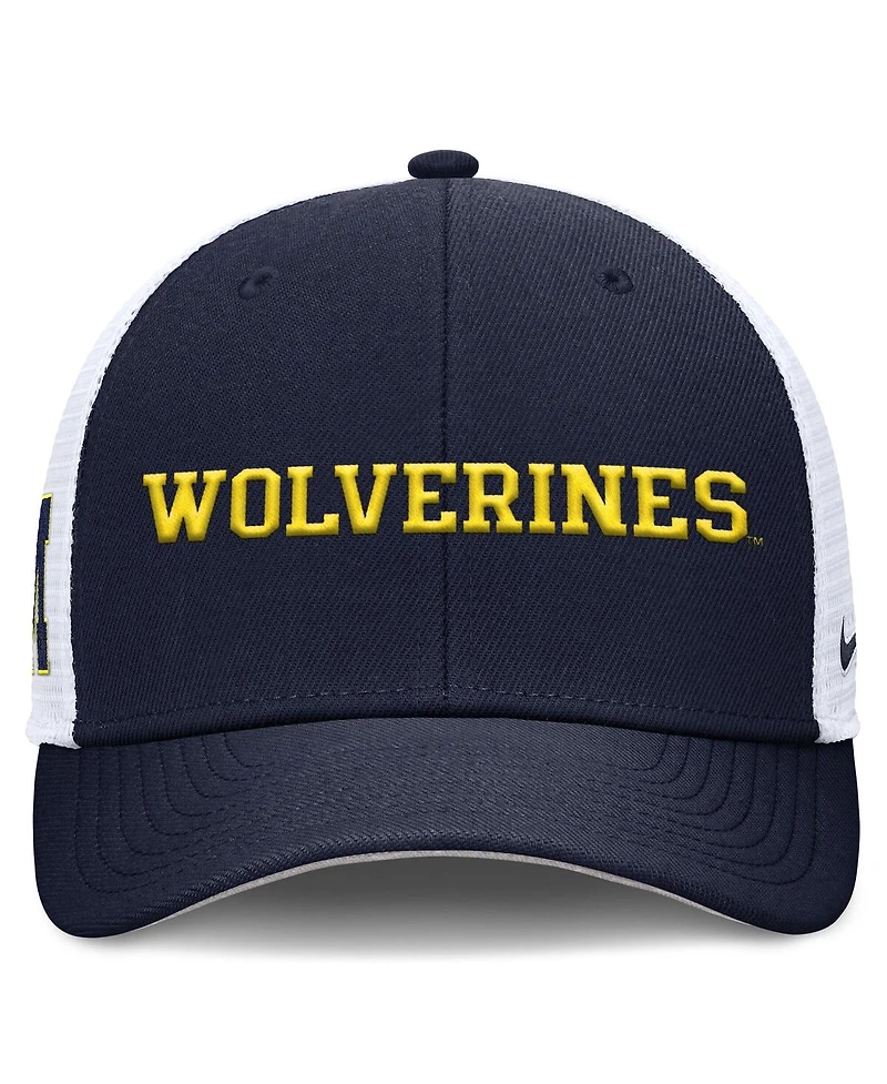 Nike Men's Navy Michigan Wolverines 2025 Dugout Coaches Rise Performance Trucker Adjustable Hat