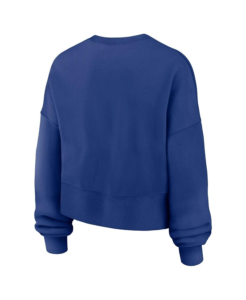 Nike Women's Royal Philadelphia Phillies Oversized Long Sleeve Cropped Pullover Sweatshirt